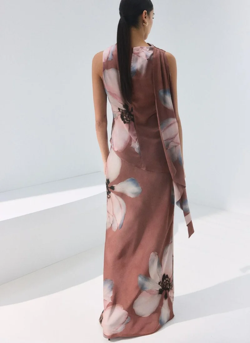 مانجو Floral-print long skirt